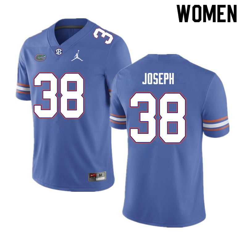 Women's NCAA Florida Gators Carlson Joseph #38 Stitched Authentic Nike Royal College Football Jersey TEZ6165QN